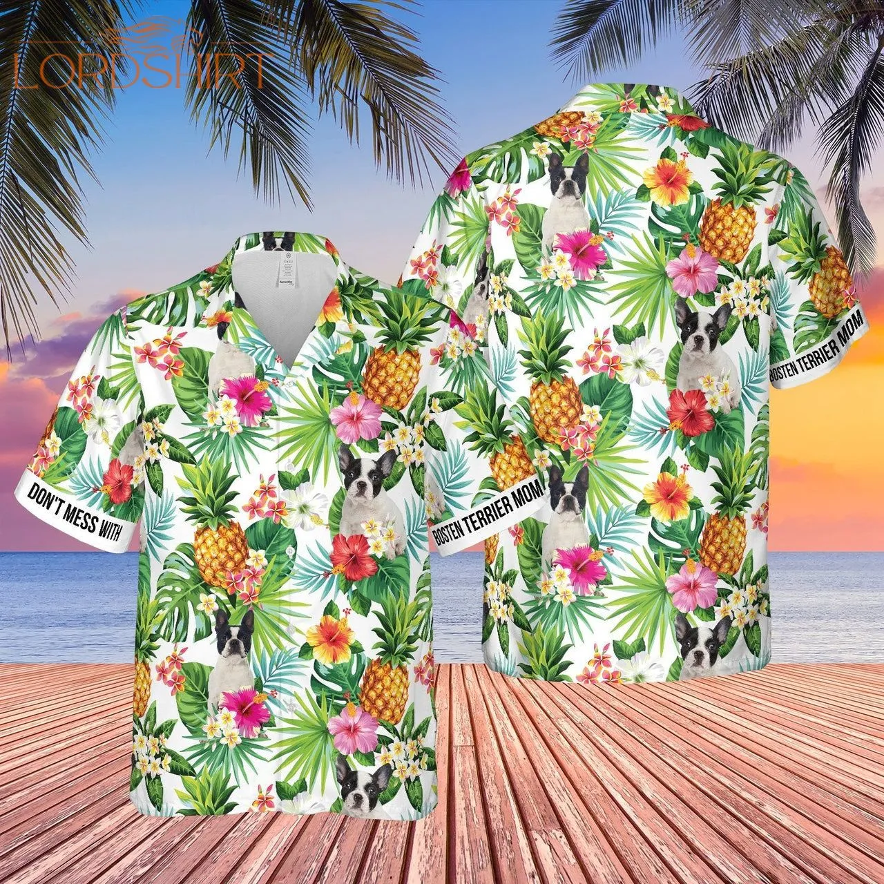 Bosten Terrier Mom Pineapple Tropical Hawaiian Shirt