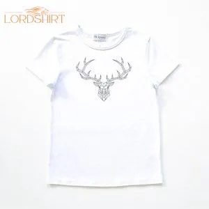 Boy's White And Gunmetal Grey Geometric Reindeer Christmas