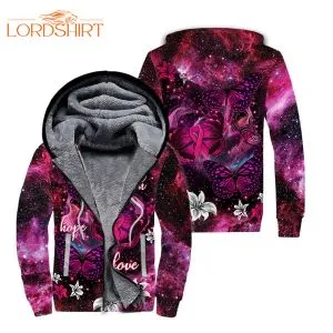 Breast Cancer Awareness Butterfly Fleece Zip Hoodie All Over Print