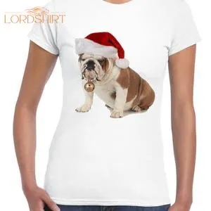 British Bulldog Santa Claus Women's Christmas T-shirt