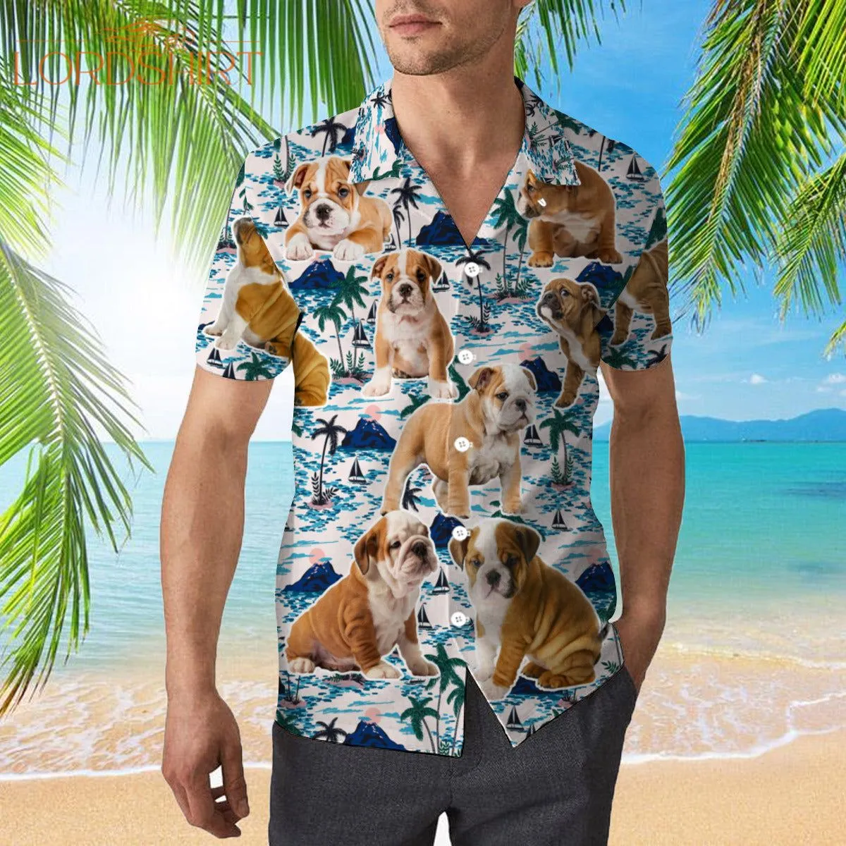 Bull Dog Puppy Hawaiian Shirt