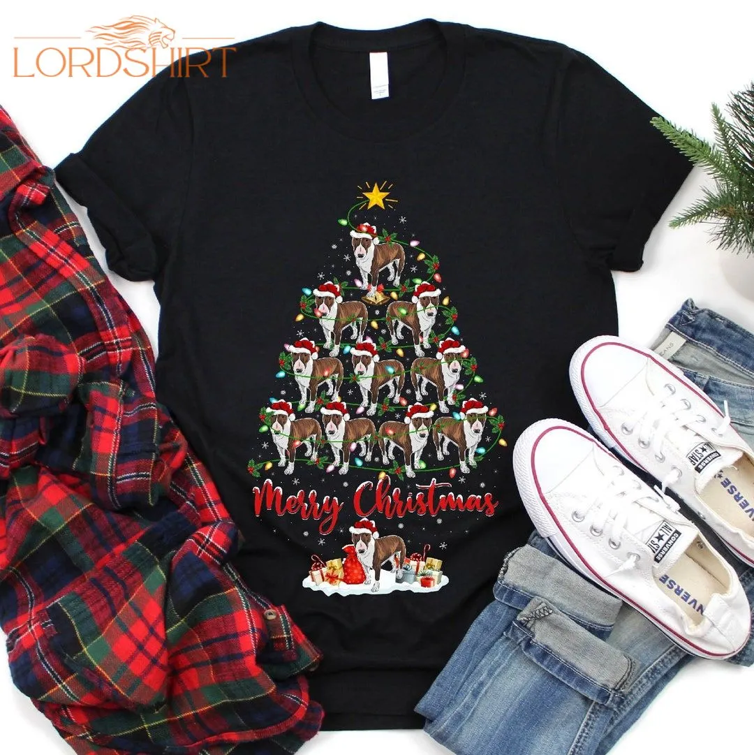 Bull Terrier Christmas Tree T-shirt For Men Women Girls Kids