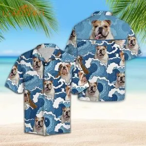 Bulldog Wave Aloha Hawaiian Shirt