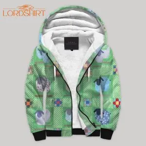 Bunny Sherpa Fleece Zip Hoodie All Over Print