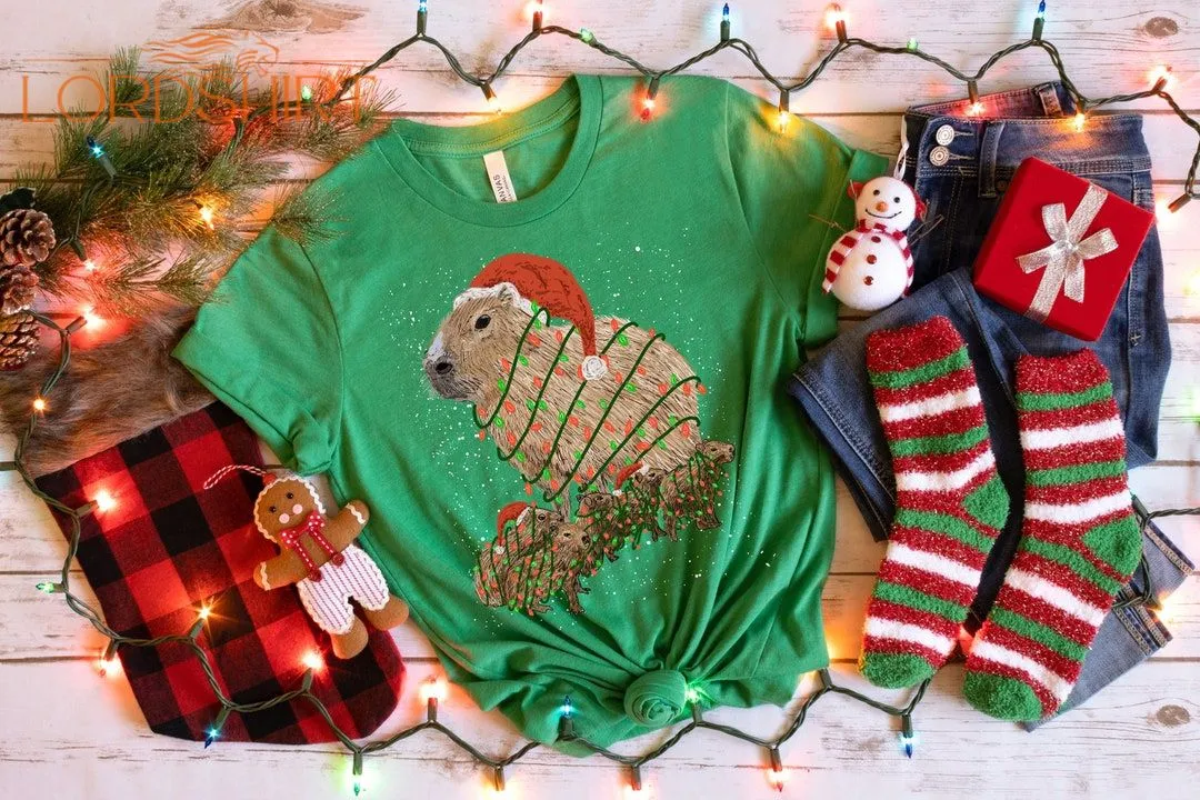 Capybara Christmas Shirt Cute Baby Animals Christmas T-shirt