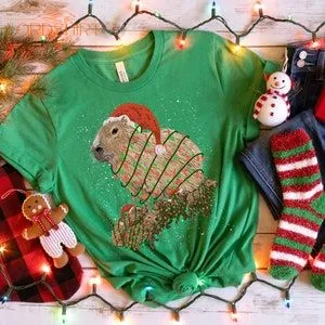 Capybara Christmas Shirt Cute Baby Animals Christmas T-shirt