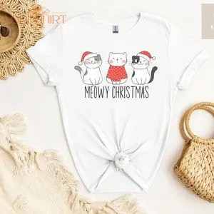 Cat Christmas Shirt Cat Lover T-shirt For Cat Owner Meowy