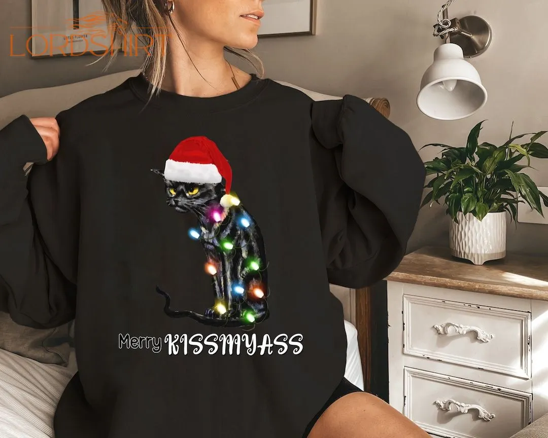 Cat Christmas Shirt Merry Kissmyass Shirt Cat Lover Shirt