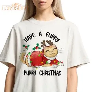 Cat Furry Christmas T Shirts Unisex Merry Christmas Tee High