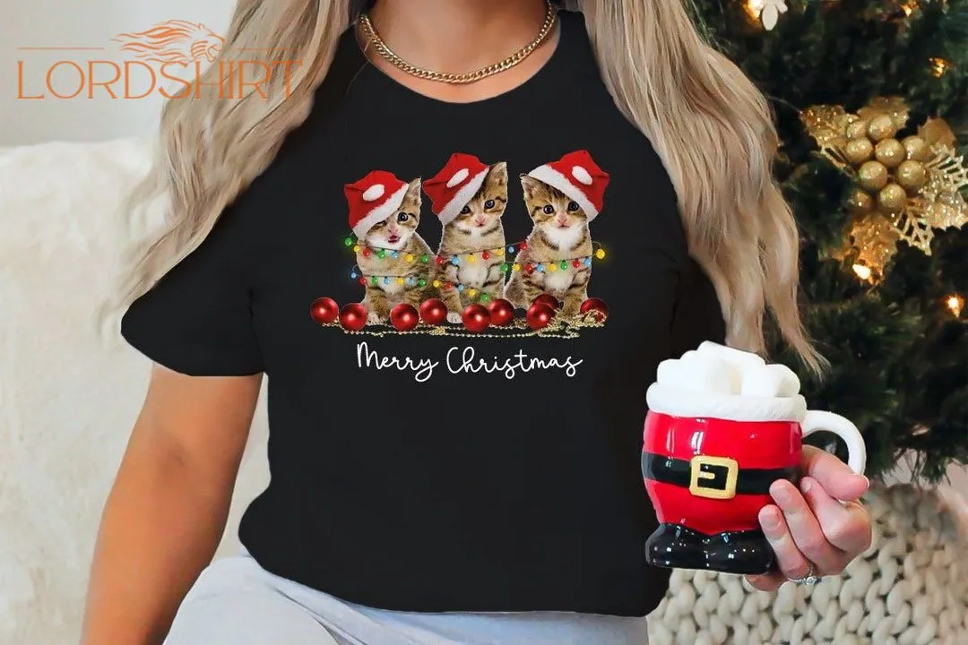 Cat Lovers Christmas T-shirt For Men And Women Kids Top