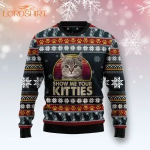 Cat Show Me Your Kitties Ugly Christmas Sweater