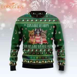 Cats Make Me Happy Ugly Christmas Sweater