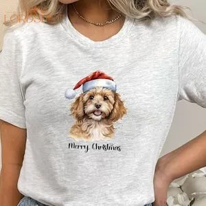 Cavapoo Christmas T-shirt Christmas Dog Shirt Dog Santa