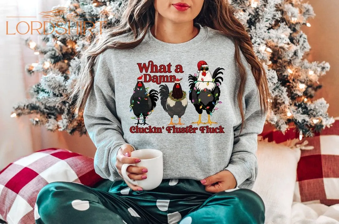 Chicken Christmas Lights Sweatshirt Crazy Chickens Shirt