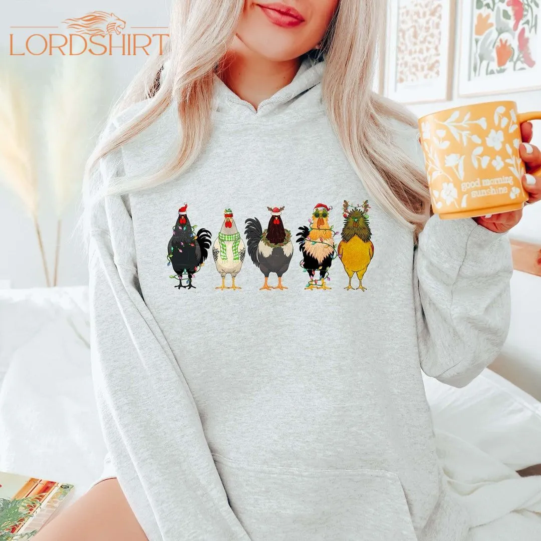 Chicken Christmas Lights Sweatshirt Farm Animals Christmas