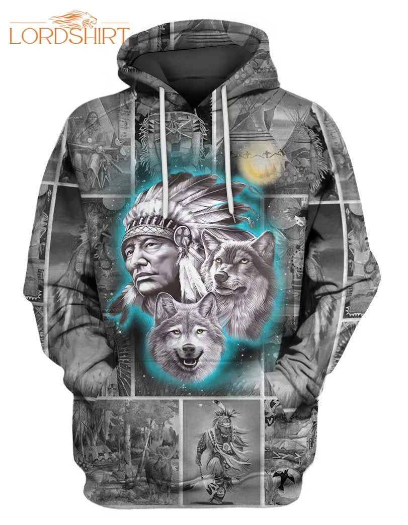 Chief & Wolf Native American 3d All Over Print