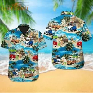 Chihuahua Bus Beach Holiday Hawaiian Shirt