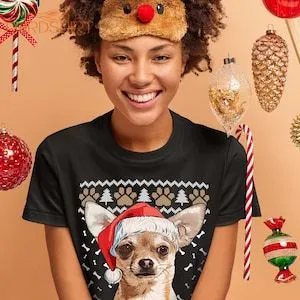 Chihuahua Christmas Tshirt Chihuahua T Shirt Mens Womens