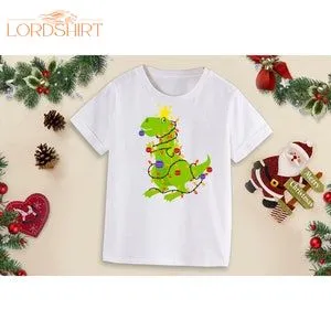 Childrens Christmas T Shirt Christmas Tree Dinosaur T Shirt