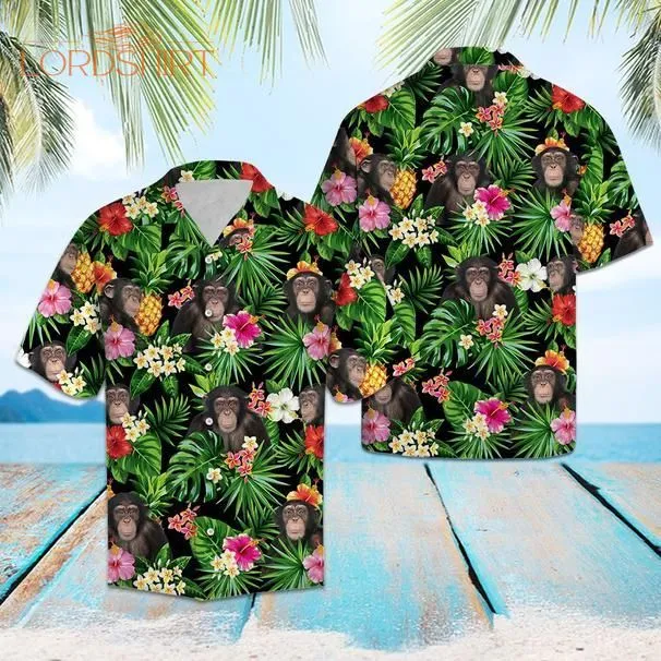 Chimpanzee Pineapple Tropical Hawaiian Shirt