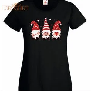 Christmas Candy Glitter Gnome Gonk Black Christmas T Shirt