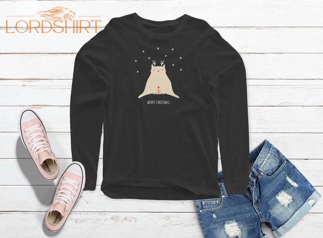 Christmas Cat Shirt Funny Unisex Long Sleeve Cat Lady Gift