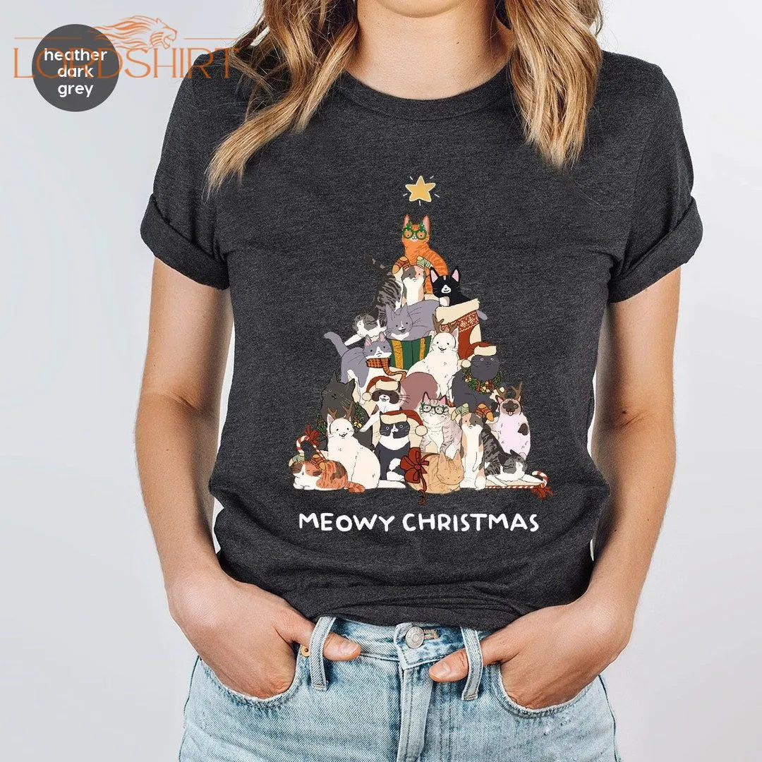 Christmas Cat Sweatshirt Cat Mom Shirts Meowy Shirt Merry