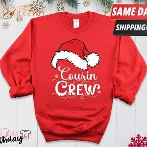 Christmas Cousin Crew Jumper 5 Santa Hat Top Christmas Cousin