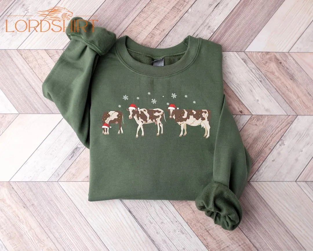 Christmas Cow Sweatshirt Christmas Sweater Farm Christmas