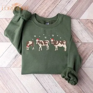 Christmas Cow Sweatshirt Christmas Sweater Farm Christmas