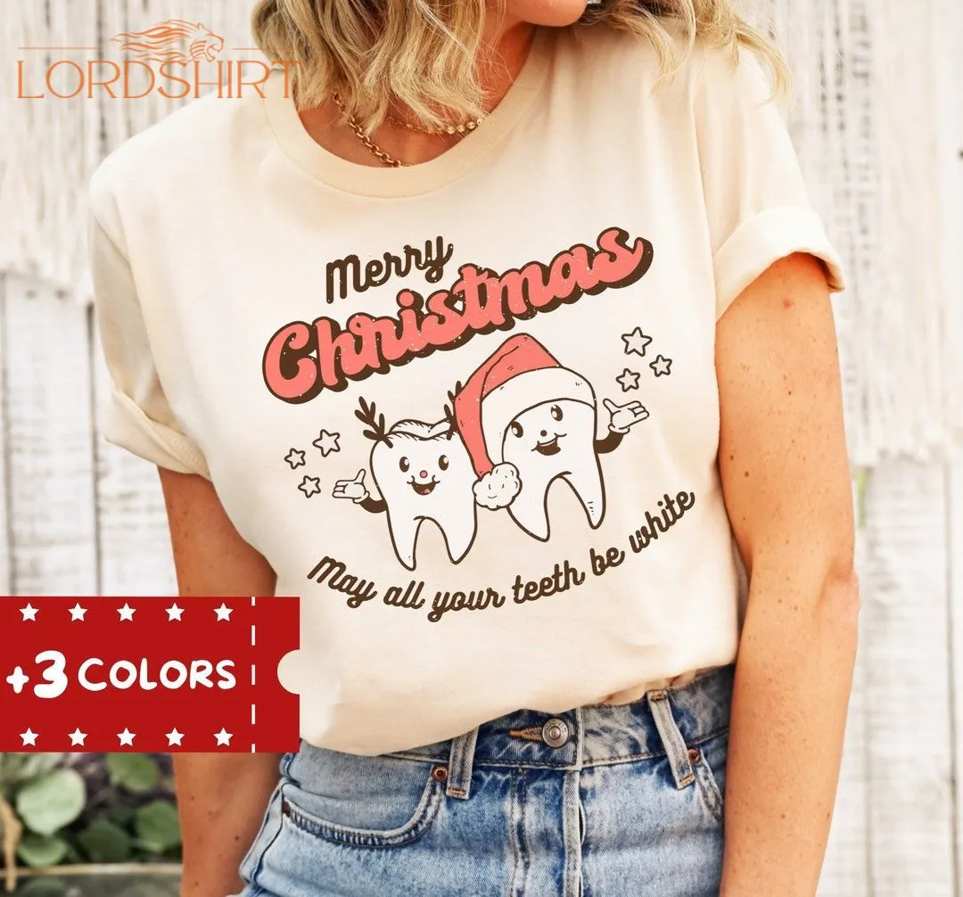 Christmas Dentist Tooth Shirt Merry Christmas Retro Dental