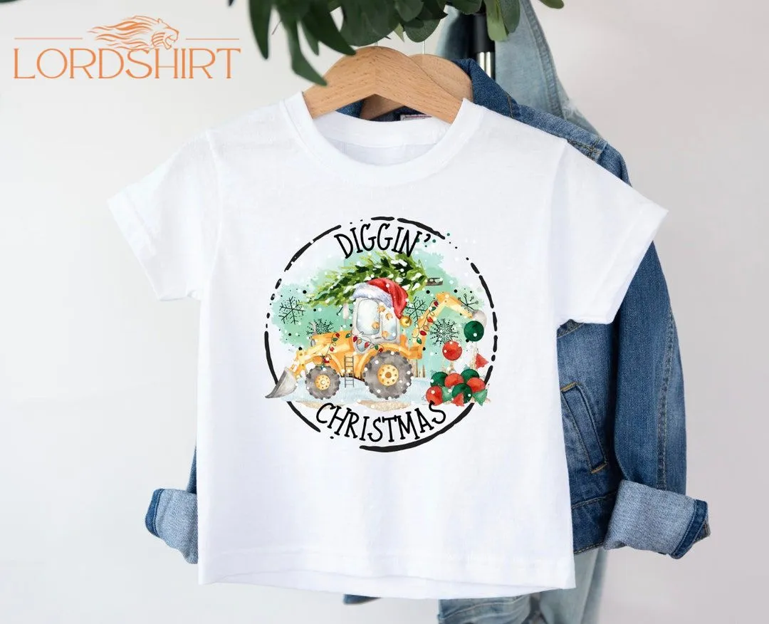 Christmas Digger T-shirt Construction T-shirt Kids Xmas