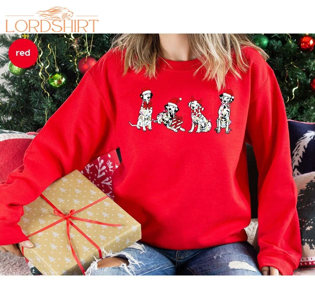 Christmas Dog Crewneck Sweatshirt Dalmatian Hoodies Merry