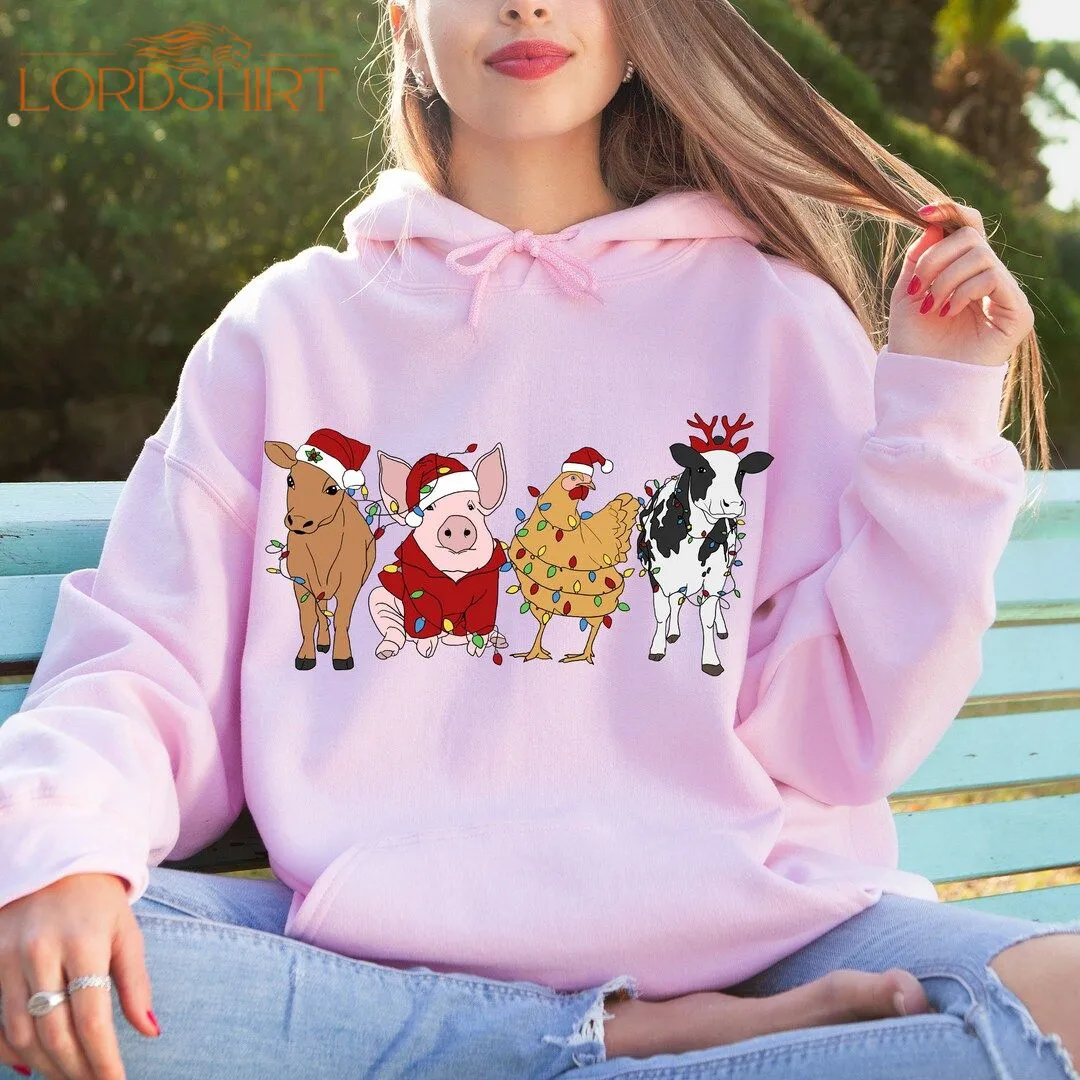 Christmas Farm Animals Shirt Cute Cow Christmas Sweatshirt