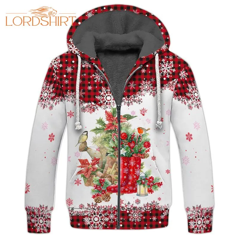 Christmas Gardening Fleece Zip Hoodie All Over Print