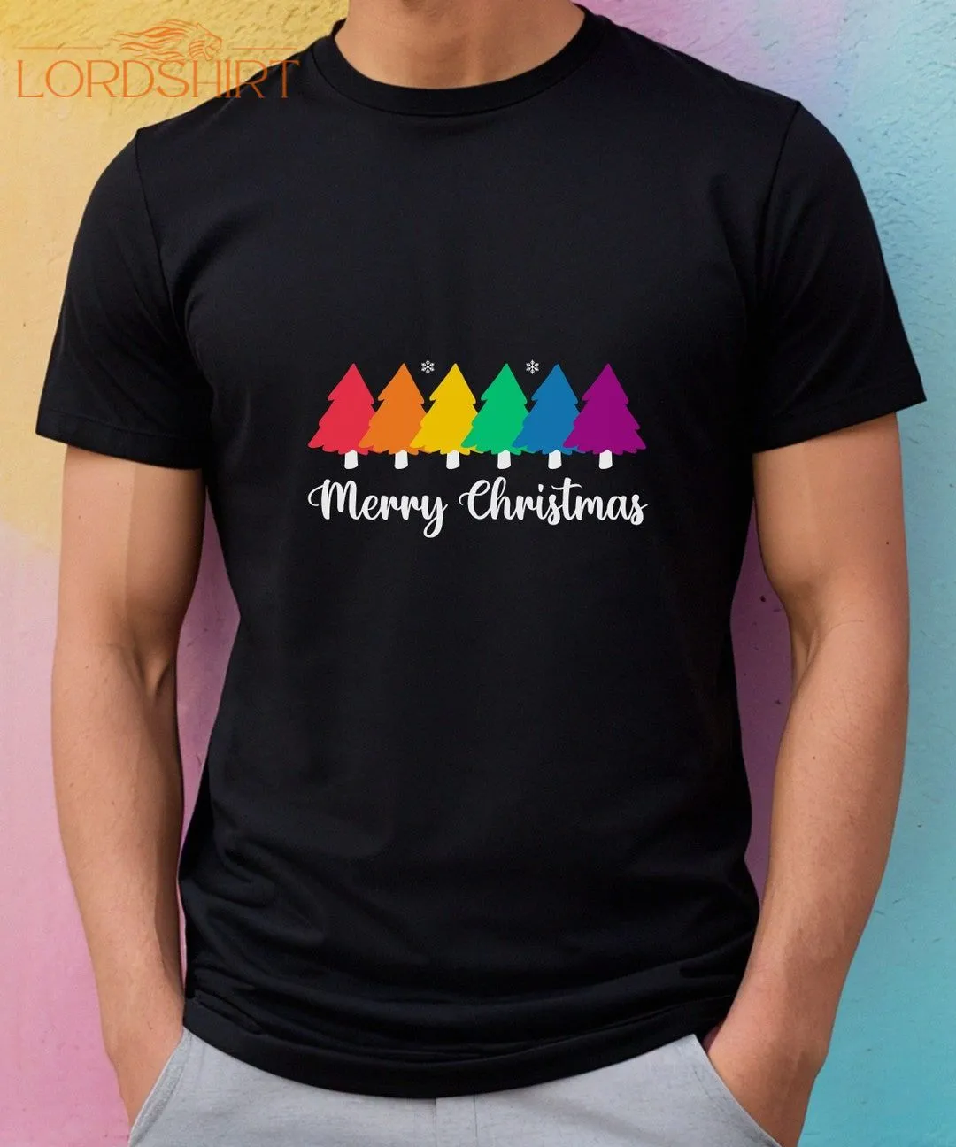 Christmas Gay Pride T-shirt Festive Rainbow Flag Shirt LGBQT