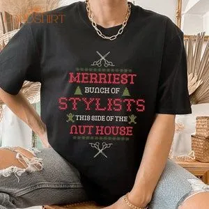 Christmas Hairstylist Shirt Salon Coworker Festive T-shirt