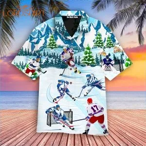 Christmas Hockey Lovers Hawaiian Shirt