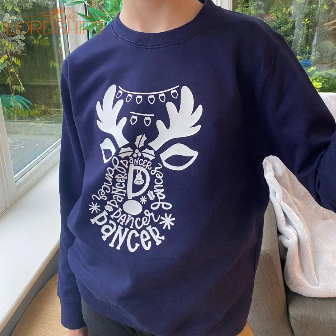 Christmas Jumpers Dancer Sweatshirt Top . Red Black Or Navy