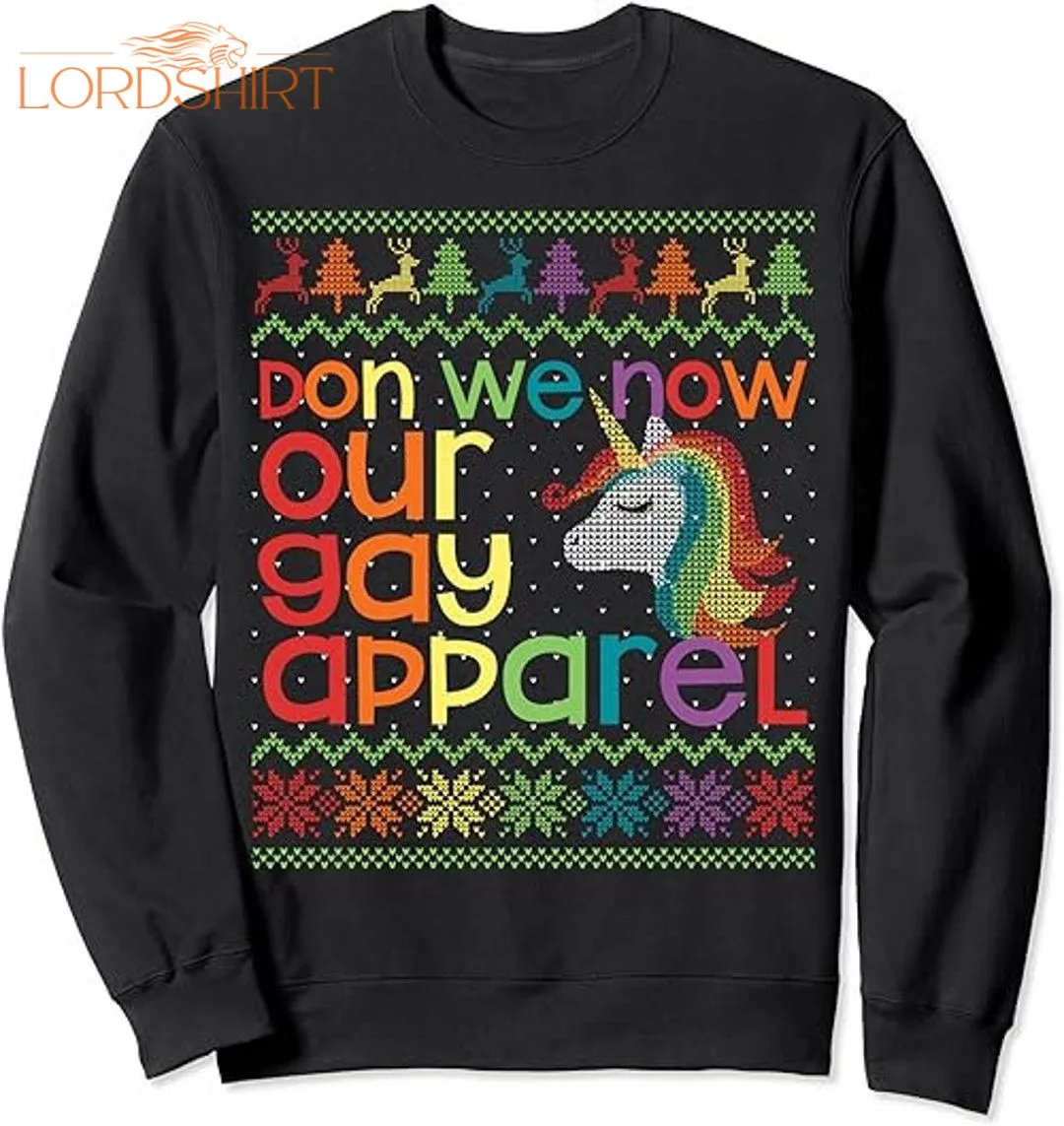 Christmas LGBT Don We Now Our Gay Apparel Rainbow Unicorn