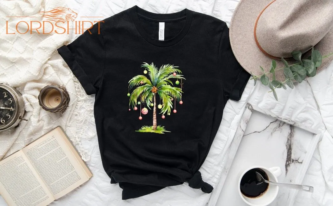 Christmas Palm Tree Shirt Tropical Xmas Gift Florida