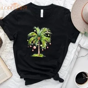 Christmas Palm Tree Shirt Tropical Xmas Gift Florida