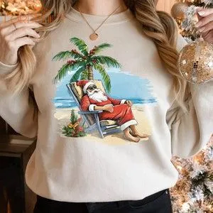 Christmas Palm Tree Shirt Tropical Xmas Hoodie Florida