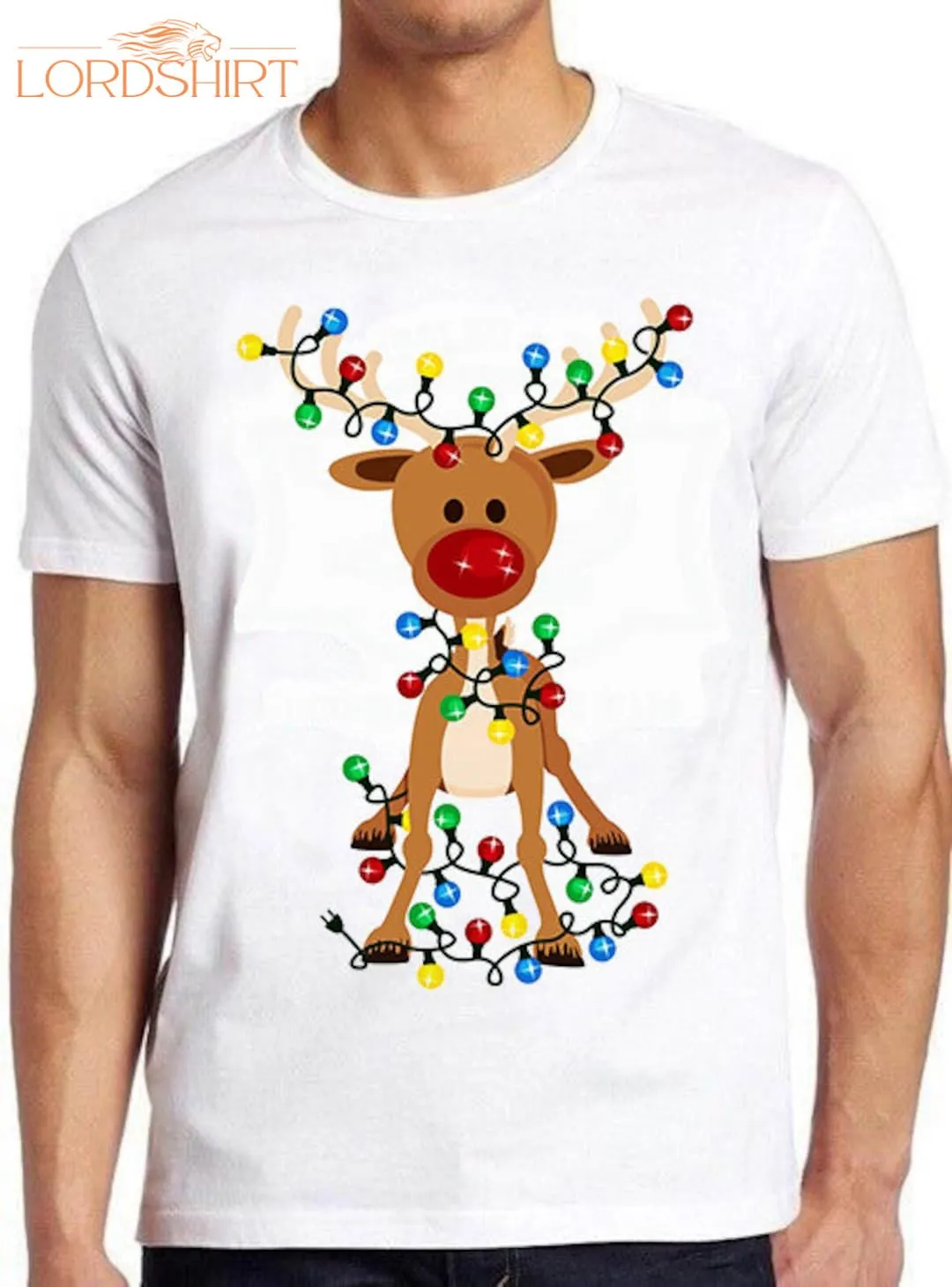 Christmas Reindeer Xmas Adorable Party Gift Man Woman Tee T