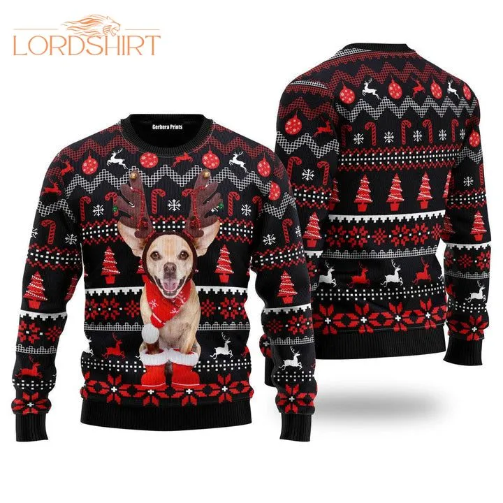 Christmas Santa Reindeer Dog Pattern Ugly Christmas Sweater