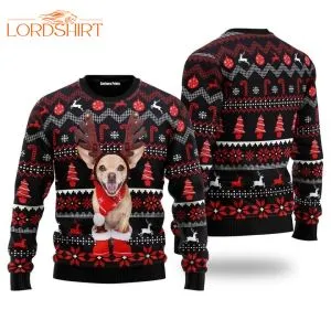 Christmas Santa Reindeer Dog Pattern Ugly Christmas Sweater