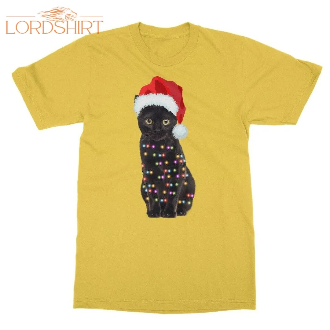 Christmas Shirt Cat Black Cat Christmas Festive T-shirt