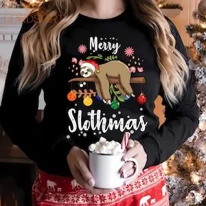 Christmas Sloth Cute Sloth Christmas Sweatshirt Sloth Merry