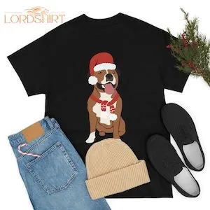 CHRISTMAS STAFFY PITBULL Dog Christmas Hat T-shirt