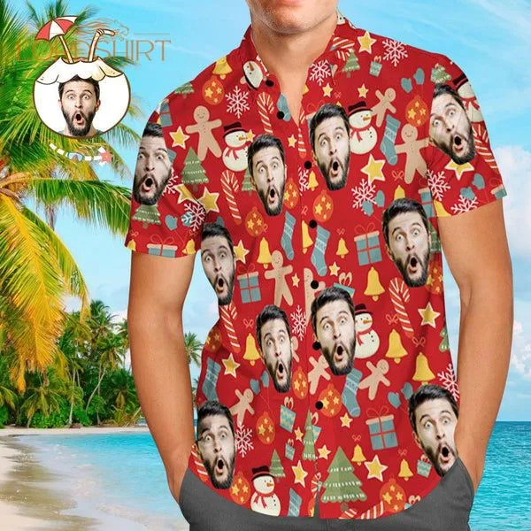 Christmas Surprise Gift Custom Photo Hawaiian Shirt